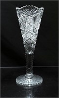 12” Cut glass vase nice