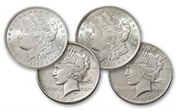 Bookend Morgan and Peace Dollar Sets
