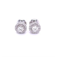 14K WHITE GOLD 0.78CT DIAMOND FRAMED STUD EARRINGS