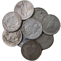 (10) US Silver Peace Dollars