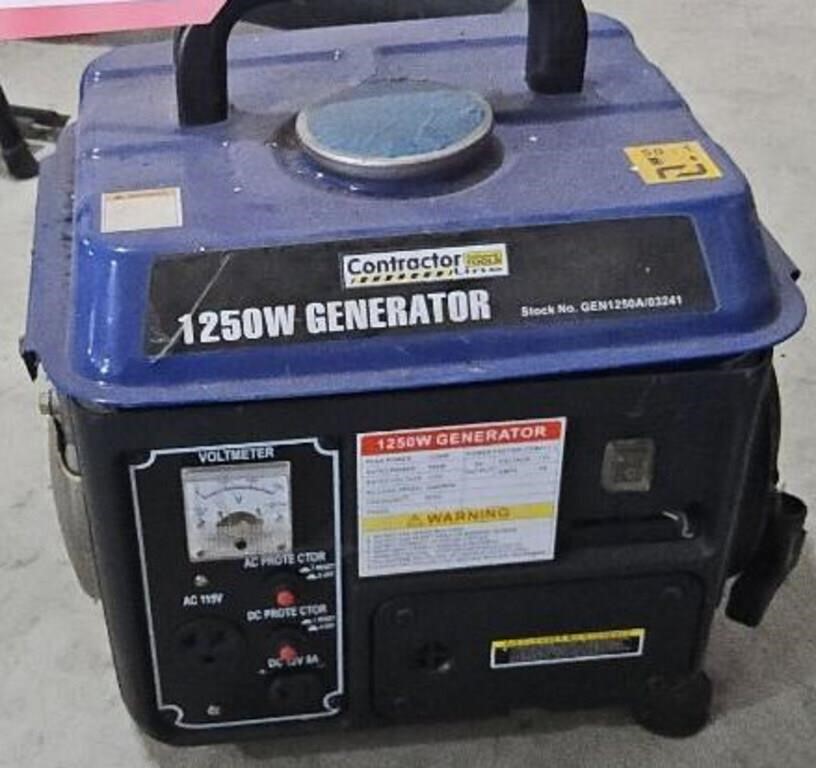 Contractor 1250 watt generator-untested