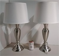 Two Matching Metal Base Table Lamps 24"H