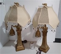 Two Elephant Motif Lamps 32"H