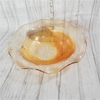 10" Ruffled Edge Carnival Glass Bowl - No Chips