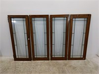 Set of four antique leaded glass cabinet doors