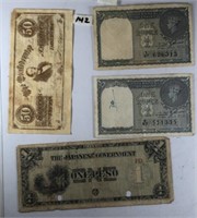 4 Pieces of Foreign Paper Money