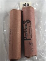 1958D 2 Rolls of Lincoln Wheat Cents