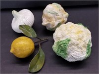 Ceramic Vegetables & Metal Lemon Art Pieces