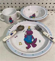 Childs Plastic Barney Plate Setting