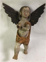 Folk Art Painted Wooden Angel Figurine