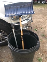 Garbage Can, Snow Shovels & Hoe