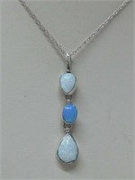 Navajo Sterling Silver & Opal Pendant Necklace