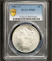 1881-CC US Morgan Silver Dollar PCGS MS62 Nice!