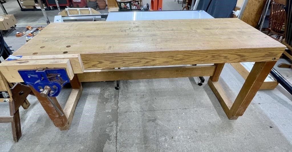 Solid Wood Work Table with Vise