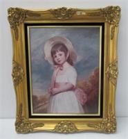 Framed Miss Willoughby print. Measures: