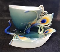 Franz Collection Luminescence Peacock Cup & Saucer