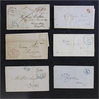 US Stampless Covers 7 with variety of blue and red