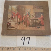 Old Lithograph on Board