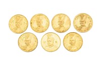 SEVEN PERSIAN QAJAR GOLD COINS, 19.8g