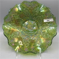 Mburg 10" green Nesting Swans bowl