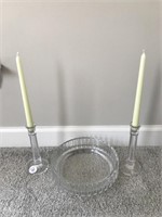 Pr Candlesticks and Center Bowl