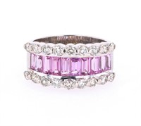 Natural Fine Bright Pink Sapphire & Diamond Ring