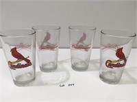 Lot of 4 Cardinals Budweiser Libby Glasses