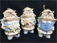 3 Vintage Angel Christmas Tree Ornaments 3.5"