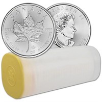 (25) Random Canadian Silver Maple Leafs in Roll