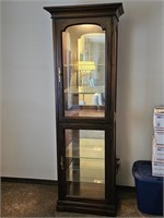 Mahogany Lighted Curio Display Cabinet