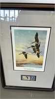 Canada Geese with stamp framed