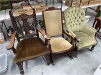 3 x Vintage Chairs inc Rocker