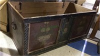 German 1860 painted pine wood trunk, with no lid,