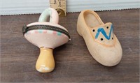 Vtg. Rosemeade pottery shoe, ceramic baby pacifier