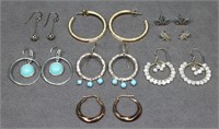8pr. Sterling Silver Earrings