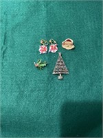 Vintage clip poinsettia earrings,