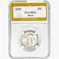 1929 Standing Liberty Quarter PGA MS63 90% FH