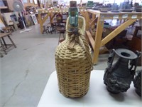 Vintage Bacardi Rum wicker covered Bottle