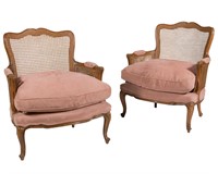 Pair Double Caned French Bergere Chairs