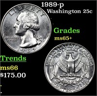 1989-p Washington Quarter 25c Grades GEM+ Unc