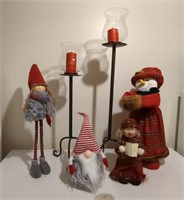 2 Candle Holder Stands, and 4 Figures - Larger