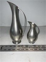 2 Holland pewter pitchers