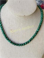 genuine malachite and sterling necklace 26"