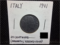 1941 Italy 20 Cent Coin