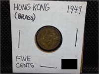 1949 Hong Kong Brass Five Cent Coin