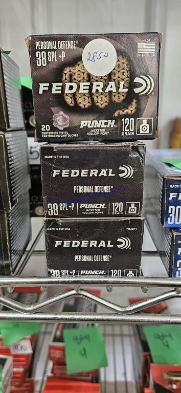 Federal 38 spl+p 120 grain 
Qty 3