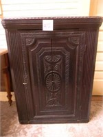 Grain Painted Corner Wall Cabinet w/ Scalloped -