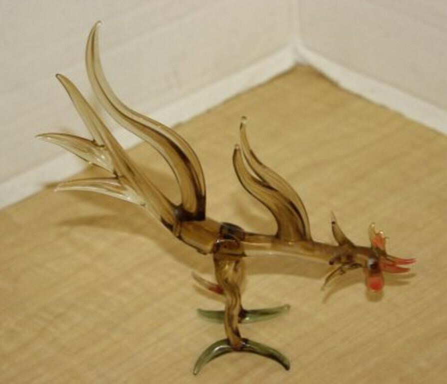 GLASS ROOSTER FIGURINE