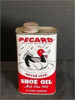 Vintage Pecard Shoe Oil Advertising Can