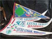 Vintage Assortment Of Little League Pennants x 4